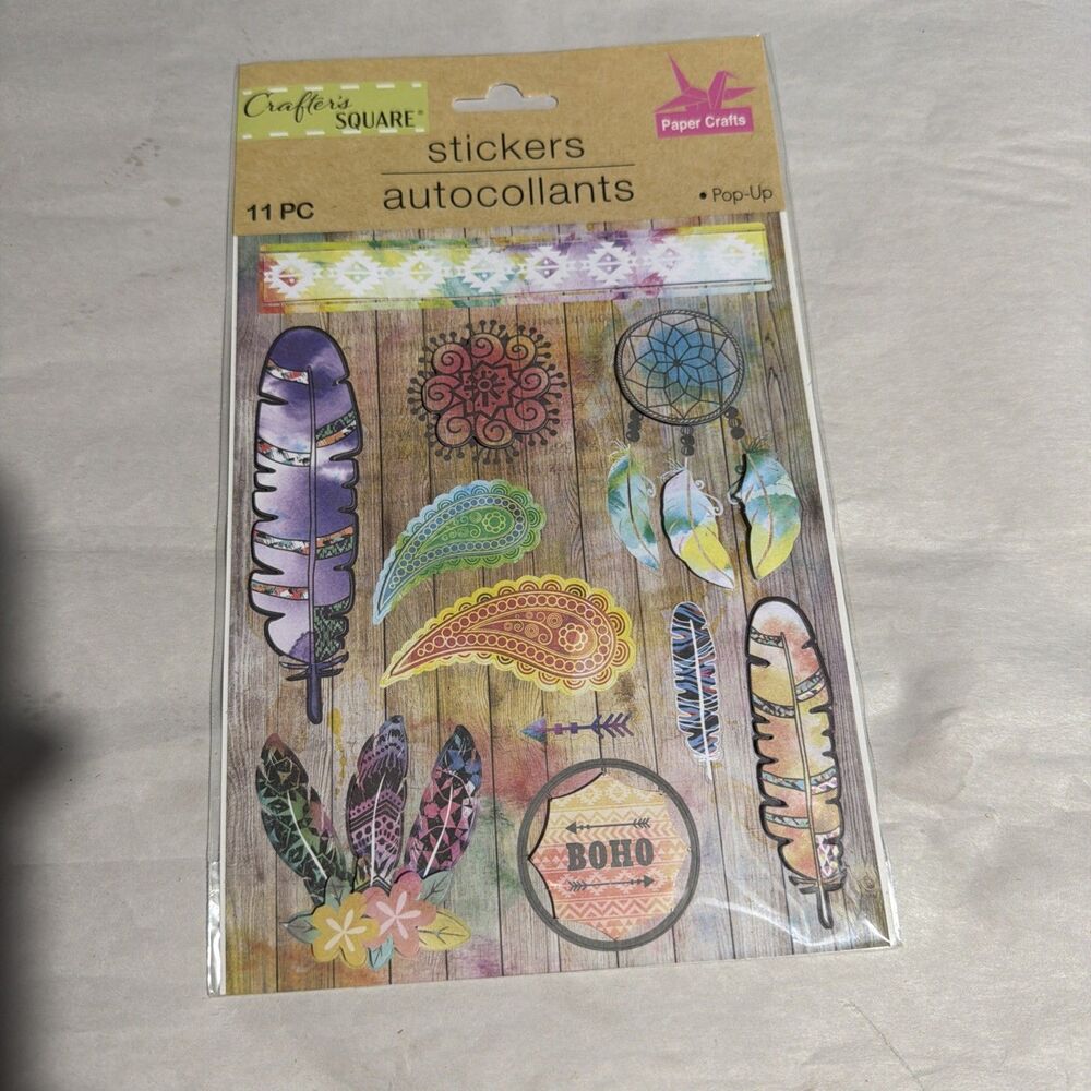 Scrapbooking Bohemian  3D 11 Pop-Up Stickers NEW BOHO